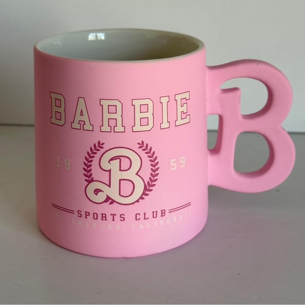 Barbie 'B' Shape Handle LA Sports & Social Club 59 Double Sided Pink Mug 21 Oz